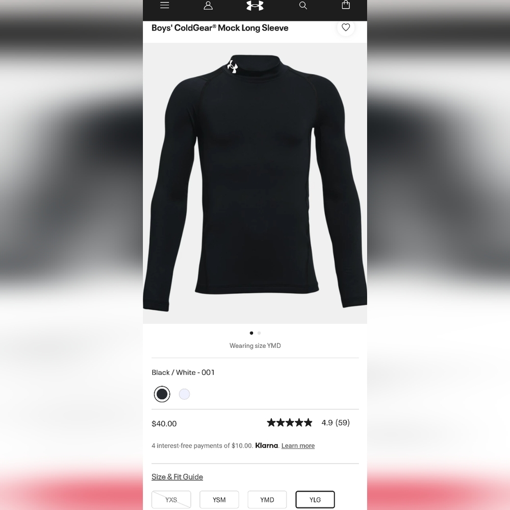 Under Armour Boys' ColdGear® Mock Long Sleeve - black - youth large
